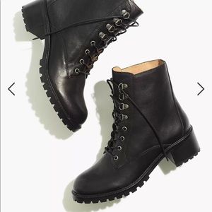 Madewell the Julien Lace-up Lugsole Leather Boot 7.5